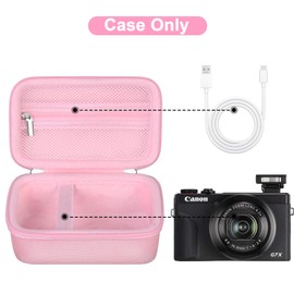 Canboc Hard Case for Canon PowerShot G7X Mark II/III / G5 X Mark II Digital Camera, Mesh Bag fit Battery, Charger, USB Cable, Pink
