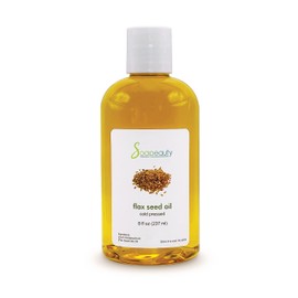 Soapeauty Flax Seed Oil Unrefined Cold Pressed 100% Pure and Natural | for Skin, Hair and DIY Recipes | Source of Omega-3 & ALA | 8 fl oz