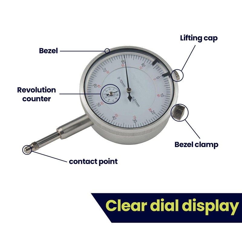 Dapetz ® Dial Test Indicator Gauge 0-10mm, 50mm Accuracy Metric