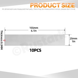 Rustark 10Pcs 304 Stainless Steel Strip Assortment Kit Stainless Steel Sheet Metal Shim Stock Sheet Metal Shims, 1" Width x 6.1" Length, 0.01" Thickness, for Kitchen Trim Gap Filler