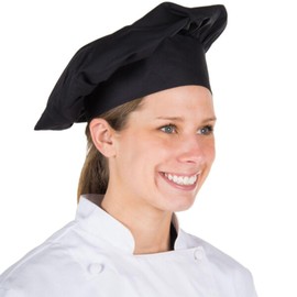 Soro Essentials- 13” Mushroom Top Chef Hat with Hook and Loop Closure Black Color- Adjustable Sizing 21” to 24” Wide Head Band Reusable Baker Kitchen Cooking Chef Cap Hat for Home Kitchen Restaurants