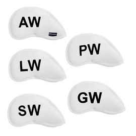 Andux 5Pack PU Golf Wedge Irons Club Head Covers NO. on both Sides with Hook & Loop Closure MT/S20 （White）