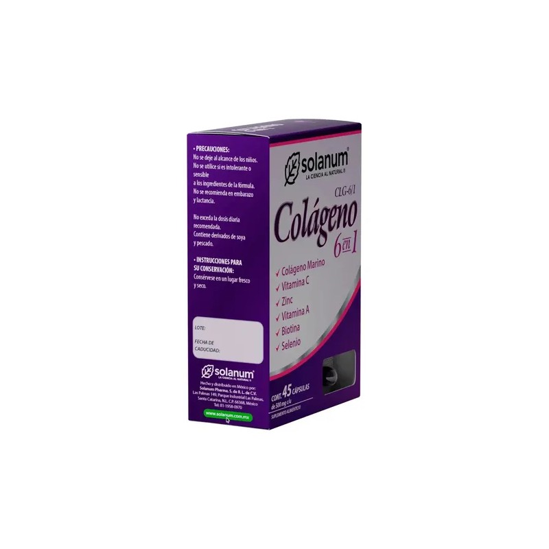 Solanum Colágeno 6 En 1 Vit.c, Zinc, Vit. A 45