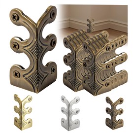 Skiffers Baseboard Corner Protectors, 12PCS Vintage Metal Corner Solid Brass Board Corner for Decorative Cover, Suitable for Living Room Bedroom and Kitchen Decorative Accessories (Bronze)