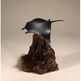 Manta Ray Sculpture by John Perry 7in Tall Airbrushed Down-Wing Version Statue