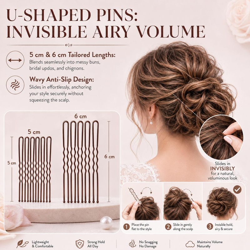 327pcs Hair Pins and Bobby Pins Set, Brown Hair Pins