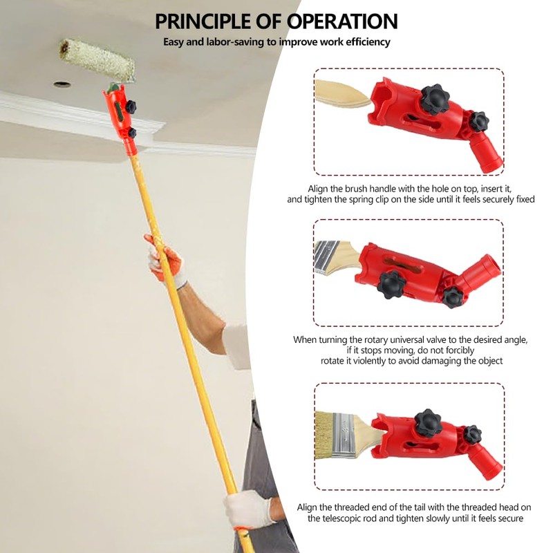 Multi-Angle Paint Brush Extender for High Ceiling Walls Corners,Extension Pole