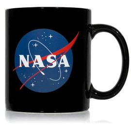 Mean Muggin NASA 11oz Ceramic Mug (Black) - Artwork on Both Sides Ceramic - Giftable Foam Box Protection - Space/Science Gift