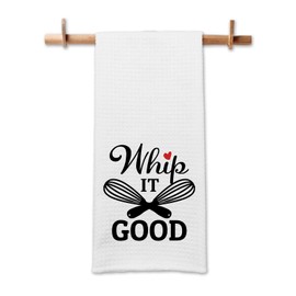 GOSJINNK Funny Kitchen Dish Towels Gift Whip It Good Humorous Hand Towels for Kitchen Decor Flour Sack Towels Sweet Housewarming Gifts Funny Decorative Dishcloths Birthday Gifts for Mom Dad Friend