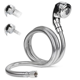 ZKDAUSDO 1/4" Nut Shampoo Bowl Hose Sprayer Kit with Stainless Steel Salon Sink Hose Replacement for Beauty Salon Barber Shop Faucet Vacuum Breaker Kit, Dual-Mode Shampoo Bowl Sprayer Head