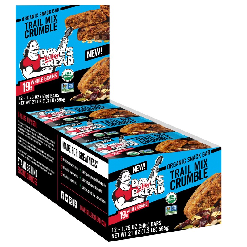 Dave's Killer Bread Trail Mix Crumble Organic Snack Bars, 12
