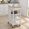 ROCKRAIN White Kitchen Island Cart: Modern Rolling Trolley with Adjustable