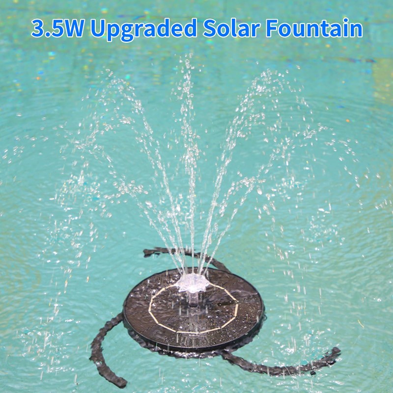 AISITIN 3.5W Solar Water Fountain with Storage, 6.3" Solar Powered