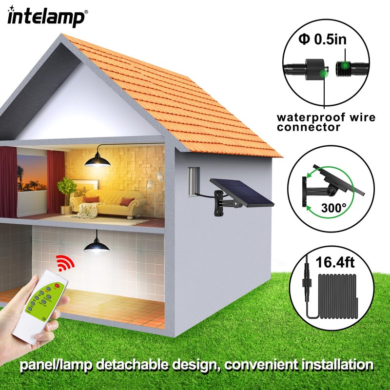 intelamp Solar Pendant Lights Indoor Outdoor, 4000mAh Gazebo Shed Chandeliers