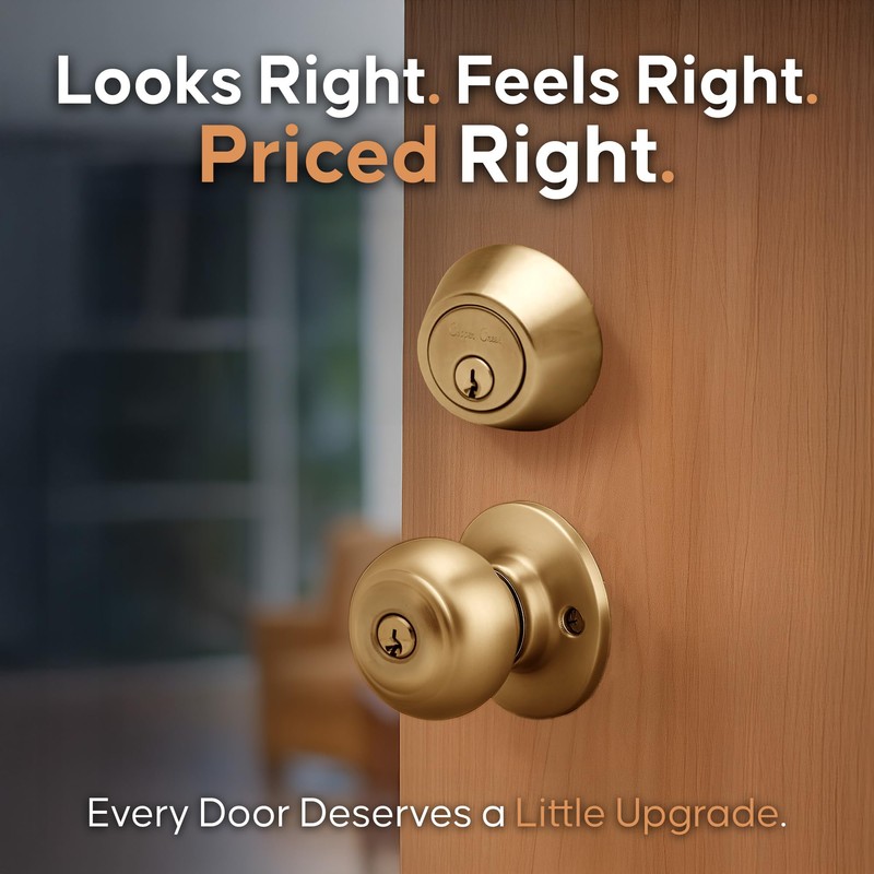Copper Creek CKDB141PB Colonial Door Knob keyed Alike with Deadbolt