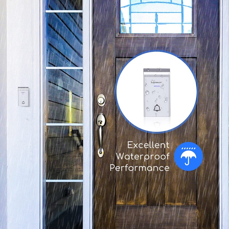 Aigostar doorbell, waterproof portable wireless bell set, doorbell kit, wireless