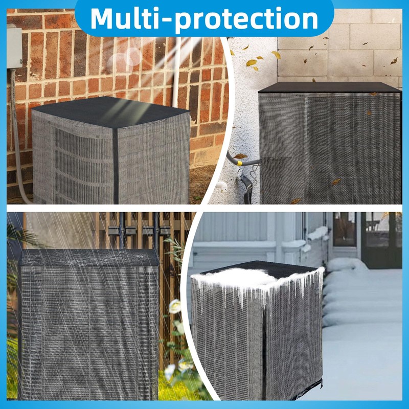 Qualward Full Mesh Central Air Conditioner Cover with Detachable Top,