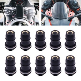 X-STYLE 10pcs M5 5mm Screen Bolts & Wellnuts for Motorcycles Windscreen Windscreen Windshield Screws Wellnut with Allen Key Universal (Black)