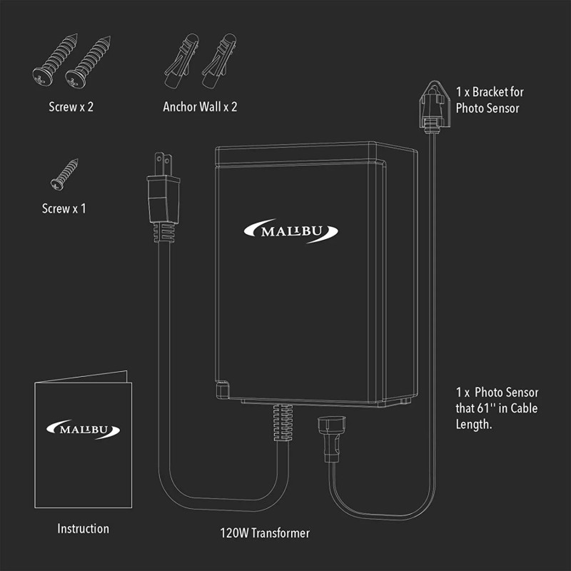 Malibu 120 Watt Power Pack with Sensor and Weather Shield