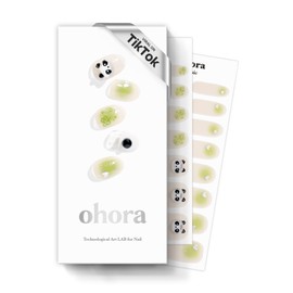 ohora Semi Cured Gel Nail Strips (N Lucky Panda) - Works with Any Nail Lamps, Salon-Quality, Long Lasting, Easy to Apply & Remove - Includes 2 Prep Pads, Nail File & Wooden Stick