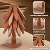 Wooden Trivet Set – 4 Tree-Shaped Trivets + 1 Stand,