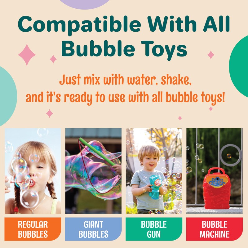 Klevly 101 oz Iridescent Bubble Solution Refill | Non-Toxic Quick