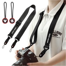 [Raineed] Minnie Mouse Camera Strap, Camera Neck Strap, Anchor Design, Click Disassembly, Quick Adjustable Shoulder Strap, Crossbody Strap for SLR, Black