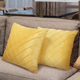 Betadistor Set of 2Throw Pillow Covers 18x18 Inch Spring Summer Decorative Square Cushion Covers 45x45 cm Sofa Yellow Cushion Cases for Home Bed Couch Farmhouse Decor, Yellow, 522-0473