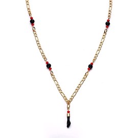 RC & J GENERAL 14kt GP Black Hand Evil Eye Lucky Charm & 24" Necklace - Azabache Mal De Ojo Dije y Cadena 24"