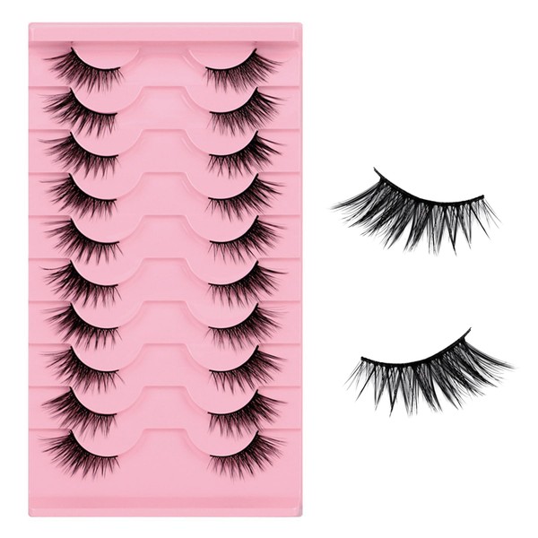TORMEN False Eyelashes, 10 Pairs Half False Eyelashes, 3D Handmade