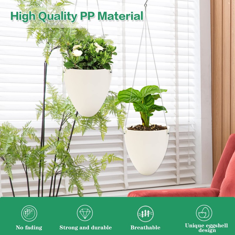 Sungmor 3 Pack Self Watering Hanging Planters, Unique Eggshell Shape