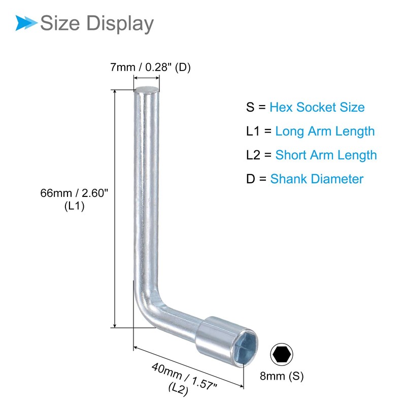 CoCud Metric L Shaped Angled Hex Socket Wrench, | 8mm