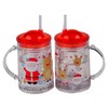Gem Imports Kids Christmas Plastic Drinking Cups With Handle Lid