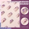 AstraGlam 24PCS Purple French Press on Nails – Short Square