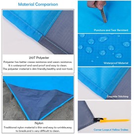 PUBAMALL Manta de Playa, Manta de Playa sin Arena Plegable para Exteriores, Viajes, campamentos, excursiones