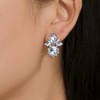 Dervivea Boho Rhinestone Earrings Cluster Crystal Stud Earrings Silver Oval