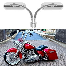 Chrome 8mm 10mm Motorcycle Oval Rearview Mirrors Compatible with Harley Road King Road Glide Softail Dyna Softail Sportster Touring Kawasaki Suzuki Chopper