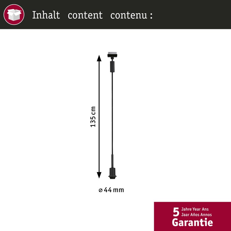 Paulmann 96912 DecoSystems Basic URail Pendant E14 max. 20W dimmable