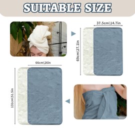 Jokureao 4Pcs Microfiber Bath Towel Set, Super Soft & Fluffy Bath Towels with 2 Small Towels, 75 * 140cm Quick Dry Extra Soft Large Bath Towel for Sport, Travel, Vacation, Fitness(Gray + White)