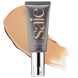 Saie Slip Tint - Hidratante teñido con SPF 35, cobertura ligera, tinte brillante para la piel y protector solar mineral para rostro con ácido hialurónico hidratante, esencial para maquillaje de verano