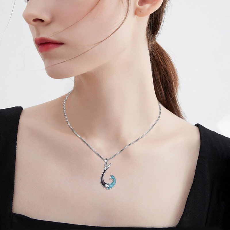 ONEFINITY Fish Hook Necklace 925 Sterling Silver Hawaii Fishing Hook