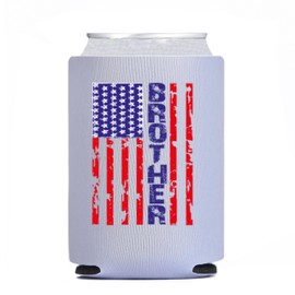 Vintage Red Blue American Flag Can Cooler for Family and Friends (BROTHER)