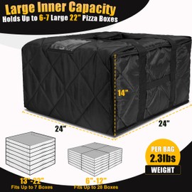 MyLifeUNIT Pizza Bag for Delivery, Extra Large XXXL Thermal Insulated Pizza and Food Delivery Bag, 24" x 24" x 14" Pizza Warmer Bag, Holds 6-7 Large 22" Pizza Boxes, Hot Pizza Carrier Insulated Bags