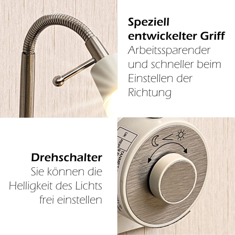 BKZO 2 Pack Dimmable LED Socket Lamp, Reading Light, Reading