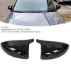 Pair Horned Rearview Side Door Mirror Covers Glossy Black Replacement