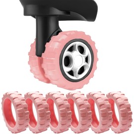 AmiCera Pack of 8 Suitcase Wheels Rubber Protection, Offroad Luggage Compartment Wheel Protection Cover, Luggage Wheels Protection, Luggage Accessories, Suitcase Wheel Caps, Anti-Dust & Scratches, Noise Reduction Wheel Protection (Pink)
