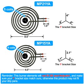 S-Union 4 Pack MP22YA Electric Range Burner Element Unit Set - 2 pcs MP15YA 6" and 2 pcs MP21YA 8" Replacement for Hardwick & Kenmore & Maytag & Norge & Whirlpool Electric Range Stove