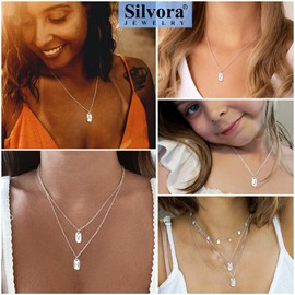 Silvora Letter Pendant Necklace for Women in Silver Alphabet A-Z Necklace with Pendants with 41 cm + 5 cm Extension Chain, Lead