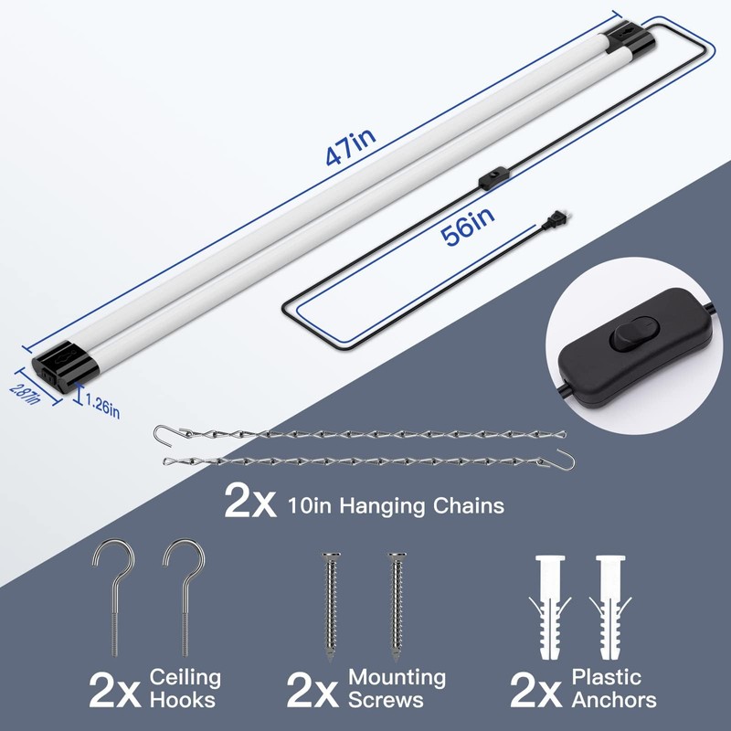Bbounder 10 Pack Linkable LED Utility Shop Light, 4400 LM,