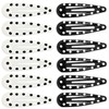 12 Pcs Polka Dot Hair Clips Black White Water-Drop for
